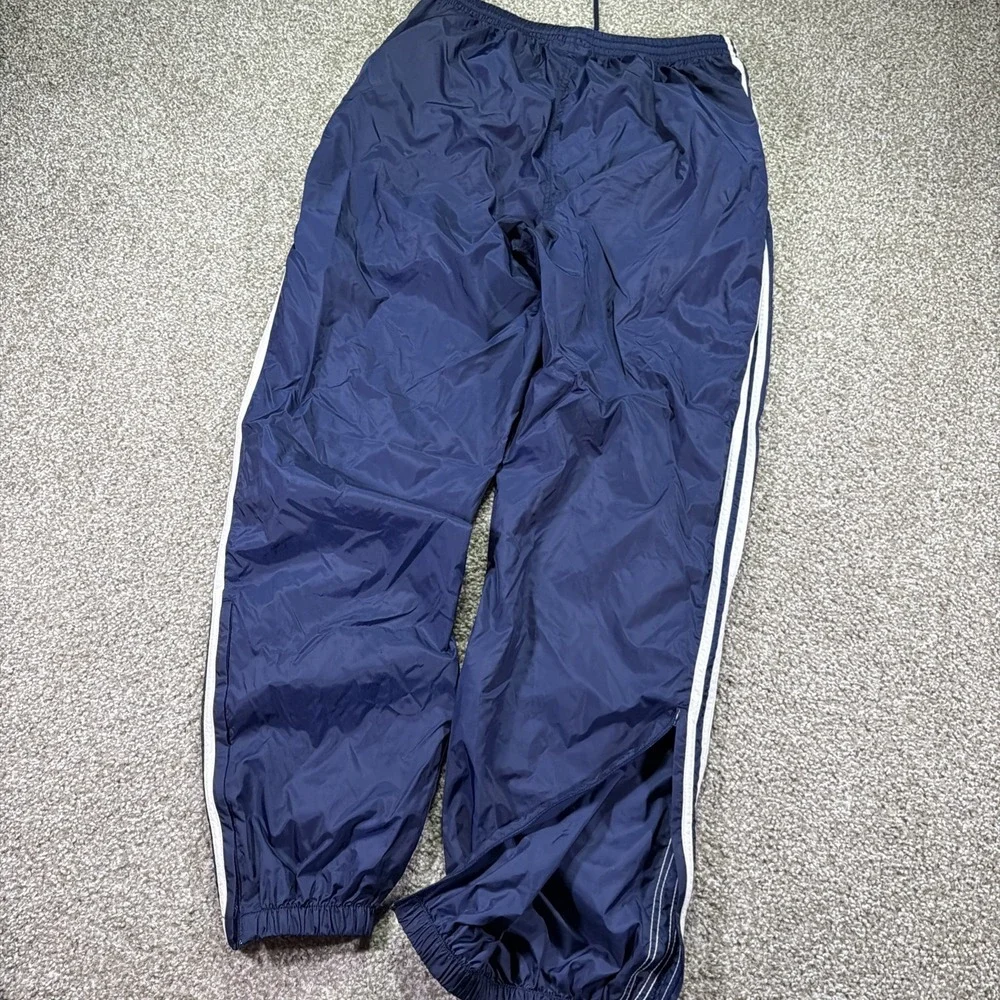 Vintage Adidas Baggy Track Pants 90s Y2K Hiphop Size XL 32X32 Striped Navy Blue